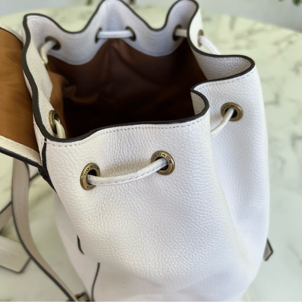 Coach Evie Polished Pebble Leather Backpack Chalk White Brass 68380 - Picture 15 of 16